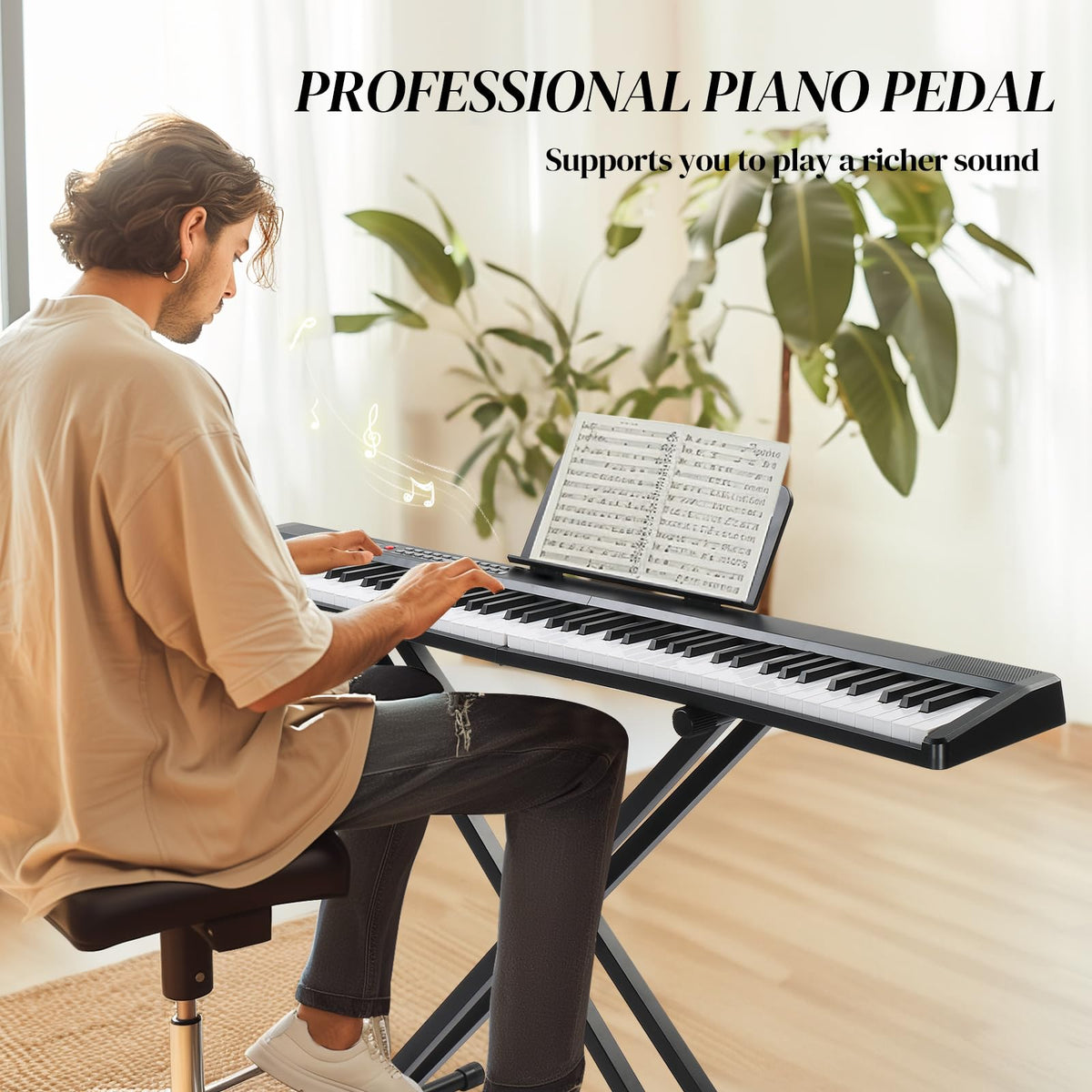 88 Key Foldable Electronic Keyboard Piano with Stand B748651