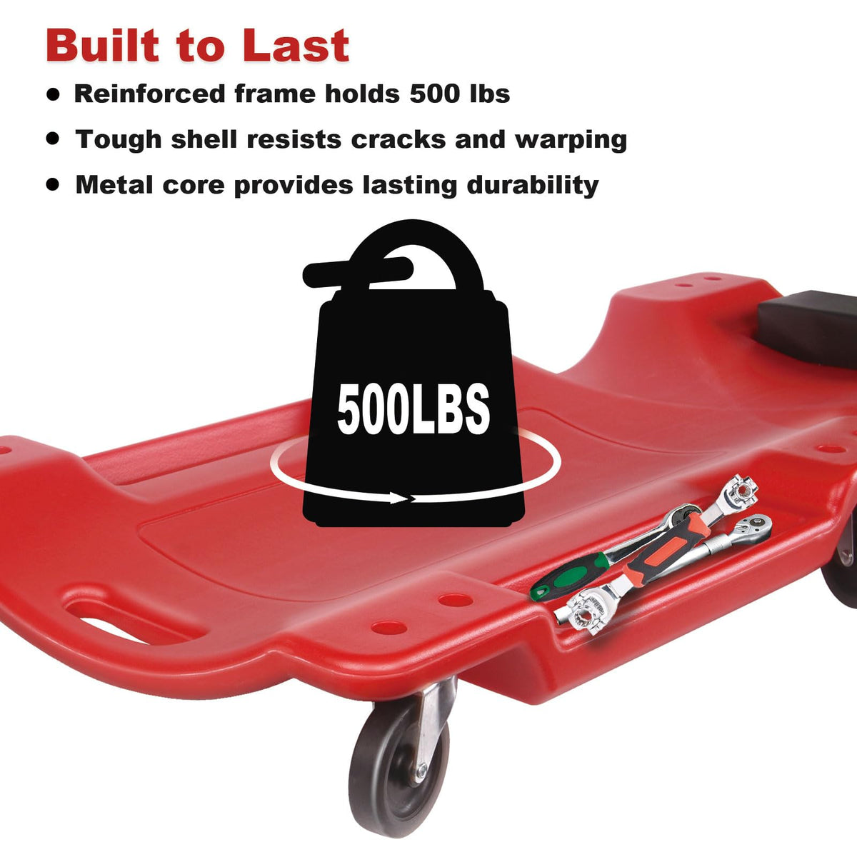 40 Inch Heavy Duty 500 lbs Rolling Car Creeper with Padded Headrest I214