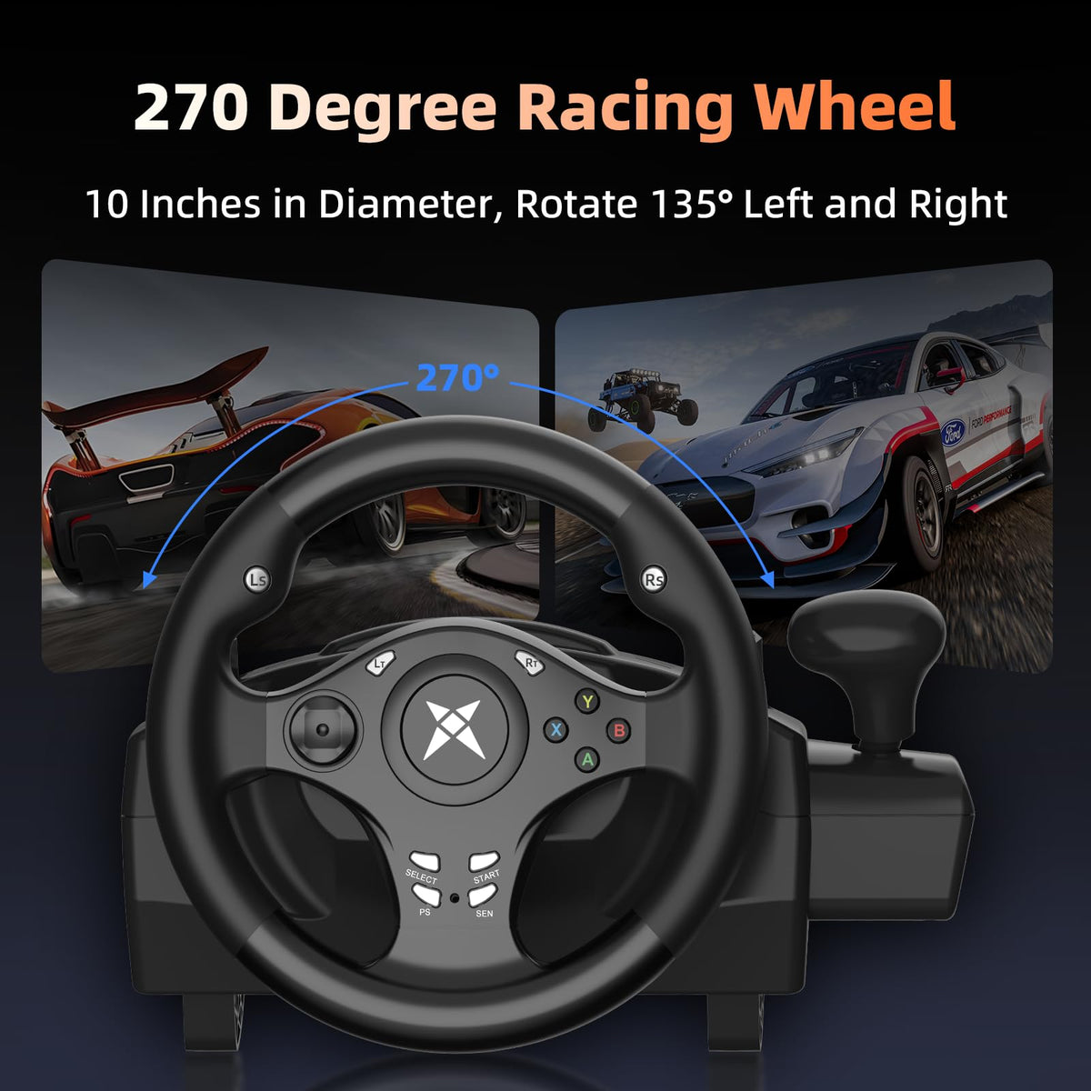 Gaming Steering Wheel with Pedals V99389