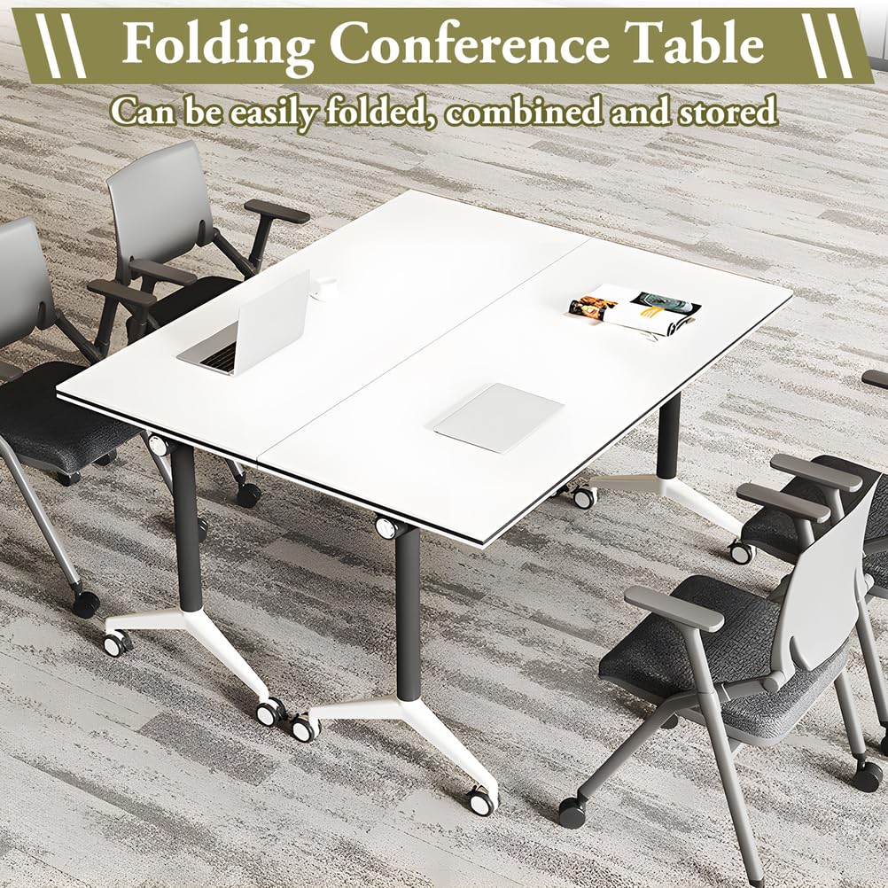 Foldable Mobile Seminar Table with Locking Casters, 8 Pack V33607