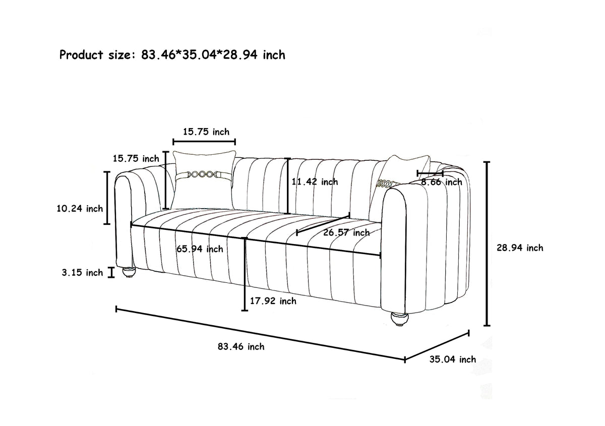 Orange Velvet Tufted 3-Piece Sofa Set G450469
