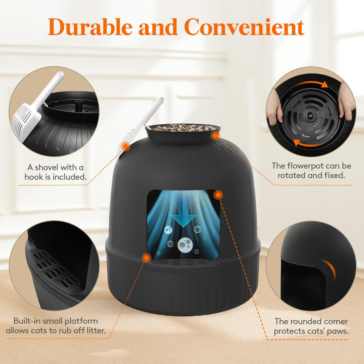 Black Cat Litter Box with Scoop X294