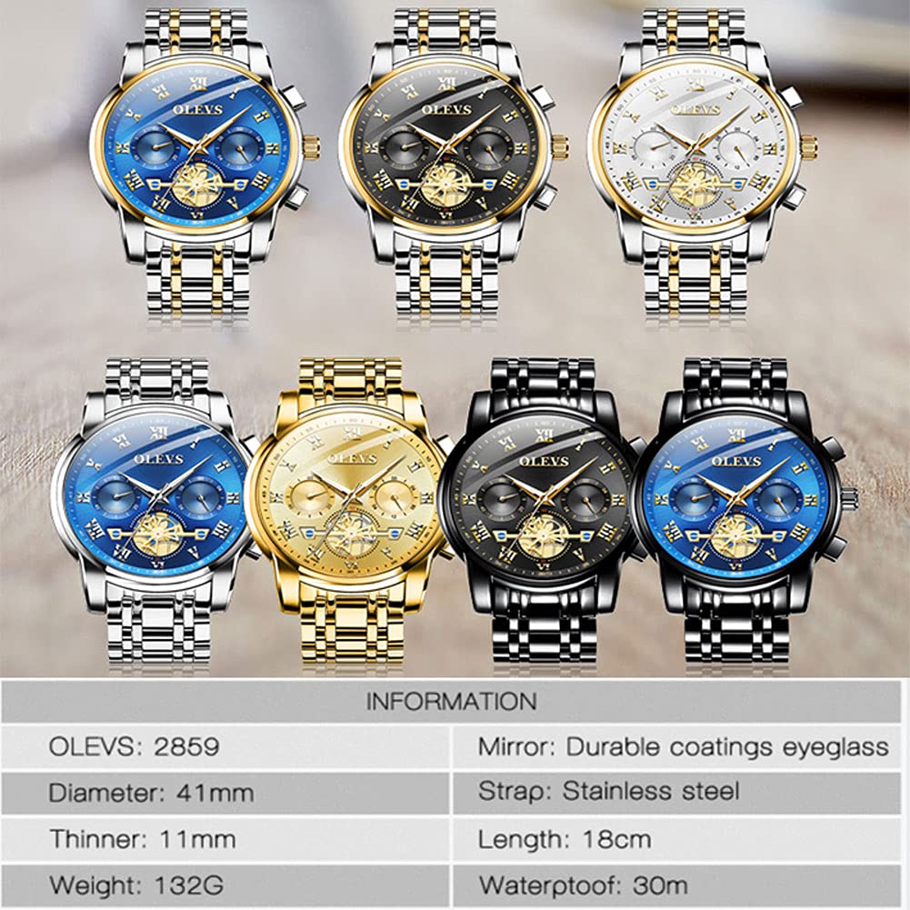 Mens Analog Quartz Waterproof Watch with Stainless Steel Band Y508
