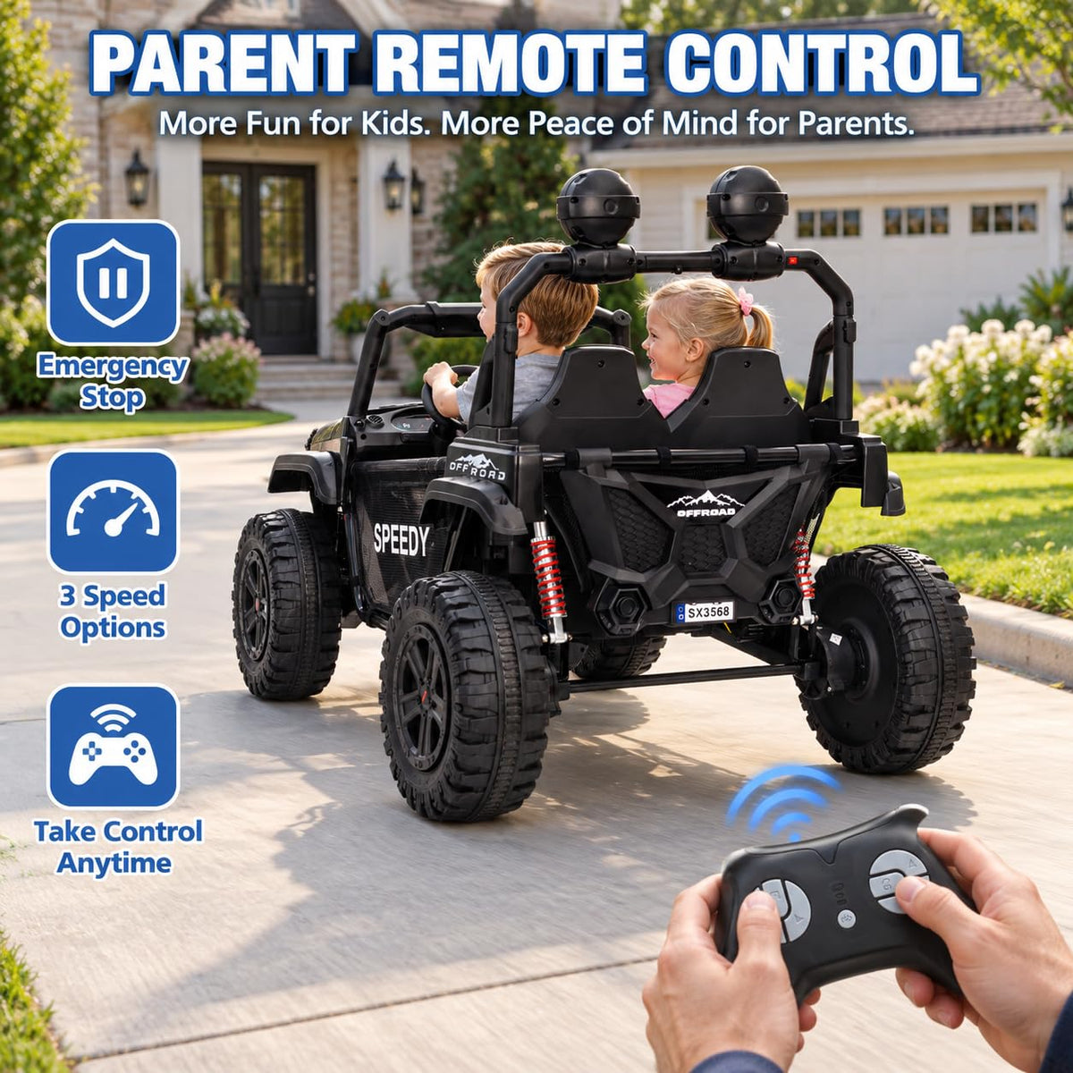 Black 24V 2 Seater Ride On Truck Car with Remote Control J8292