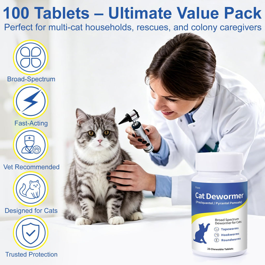 Broad Spectrum Dewormer Tablets for Cats and Kittens, 100 Tablets M91939