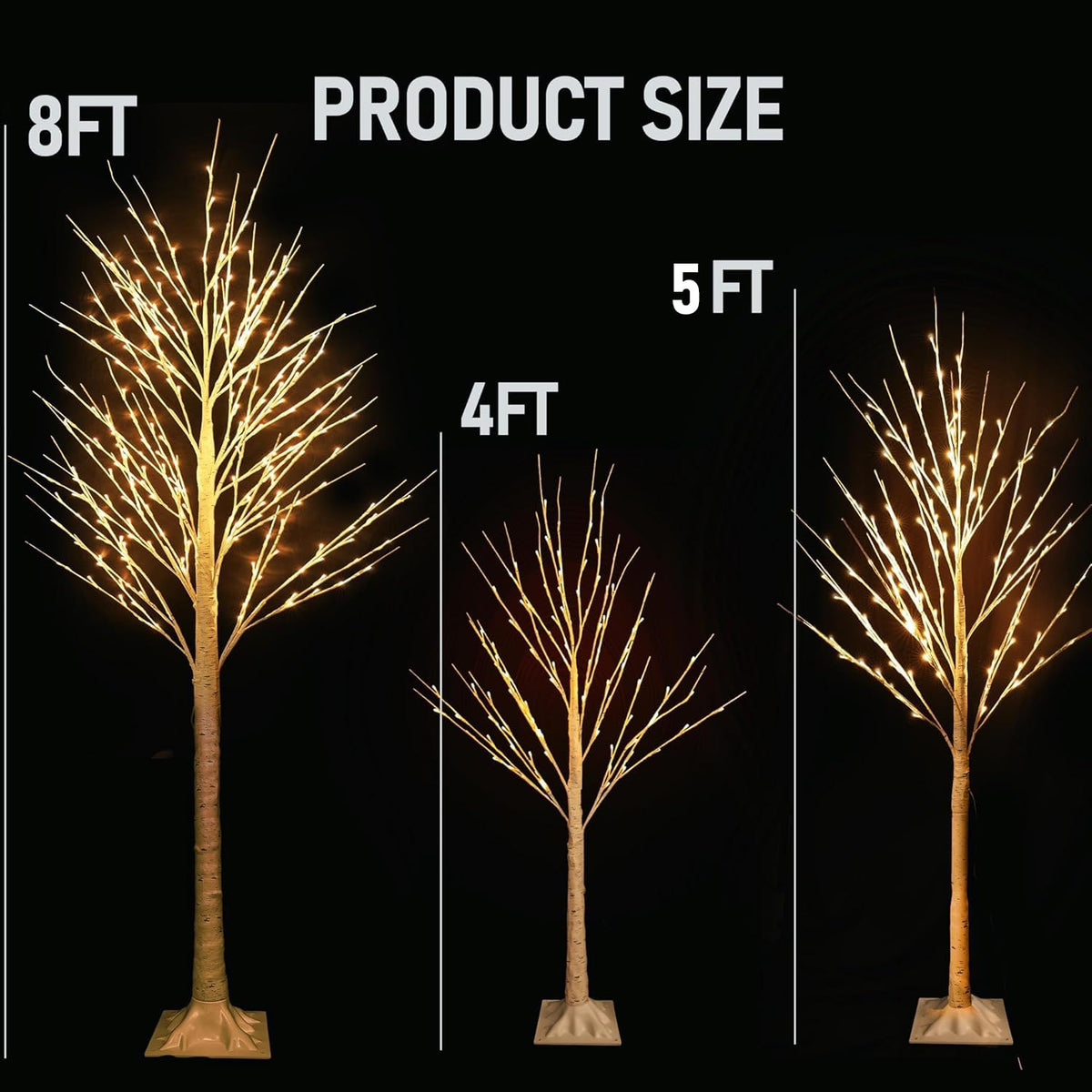 Light up Birch Tree 3 Pack Pre lit Christmas Tree A970