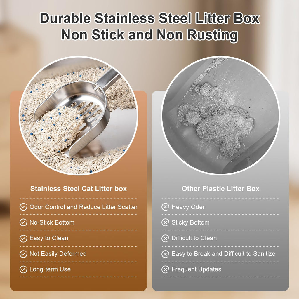 X-Large High Sided Stainless Steel Cat Litter Box I59967