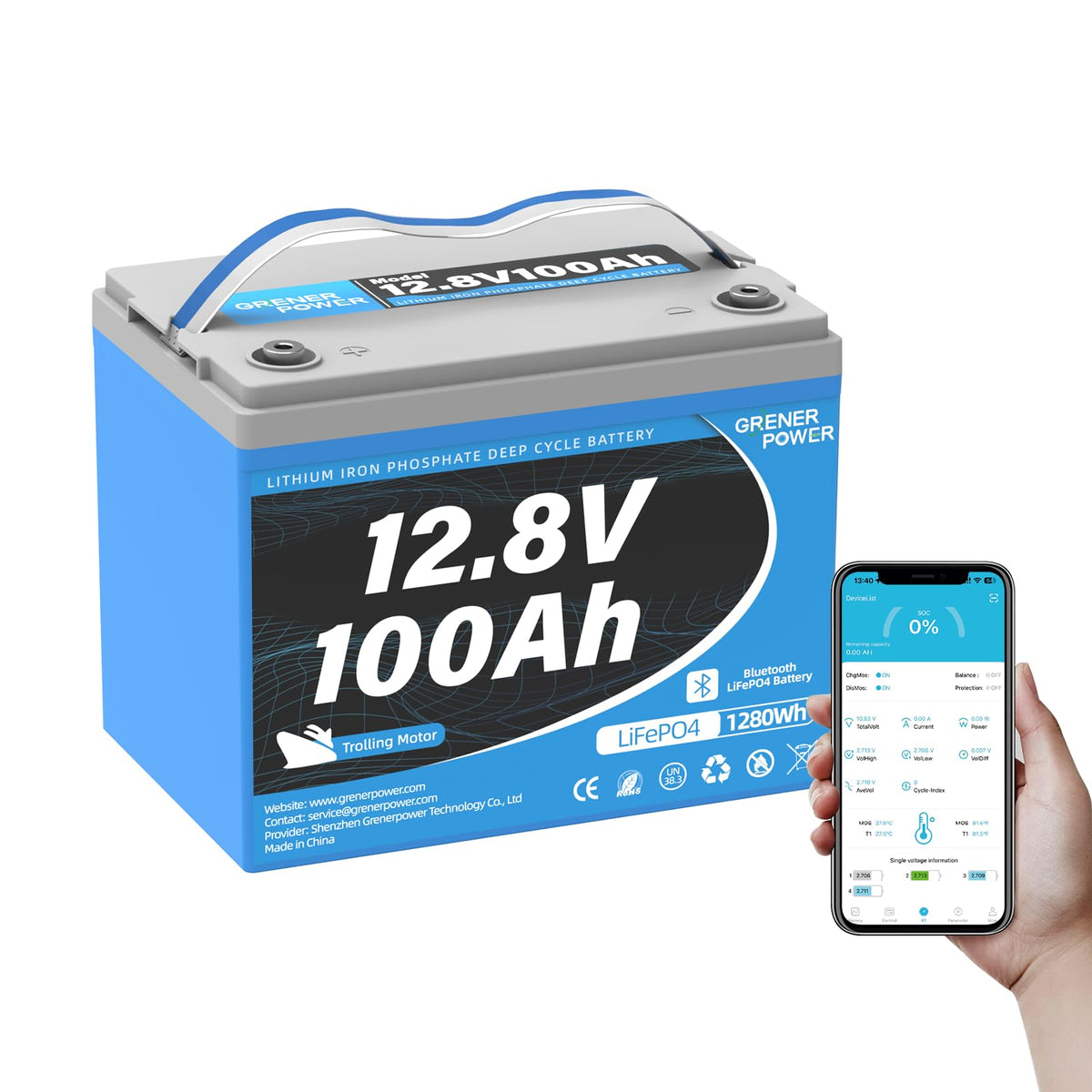 12V 100Ah LiFePO4 Battery O3865