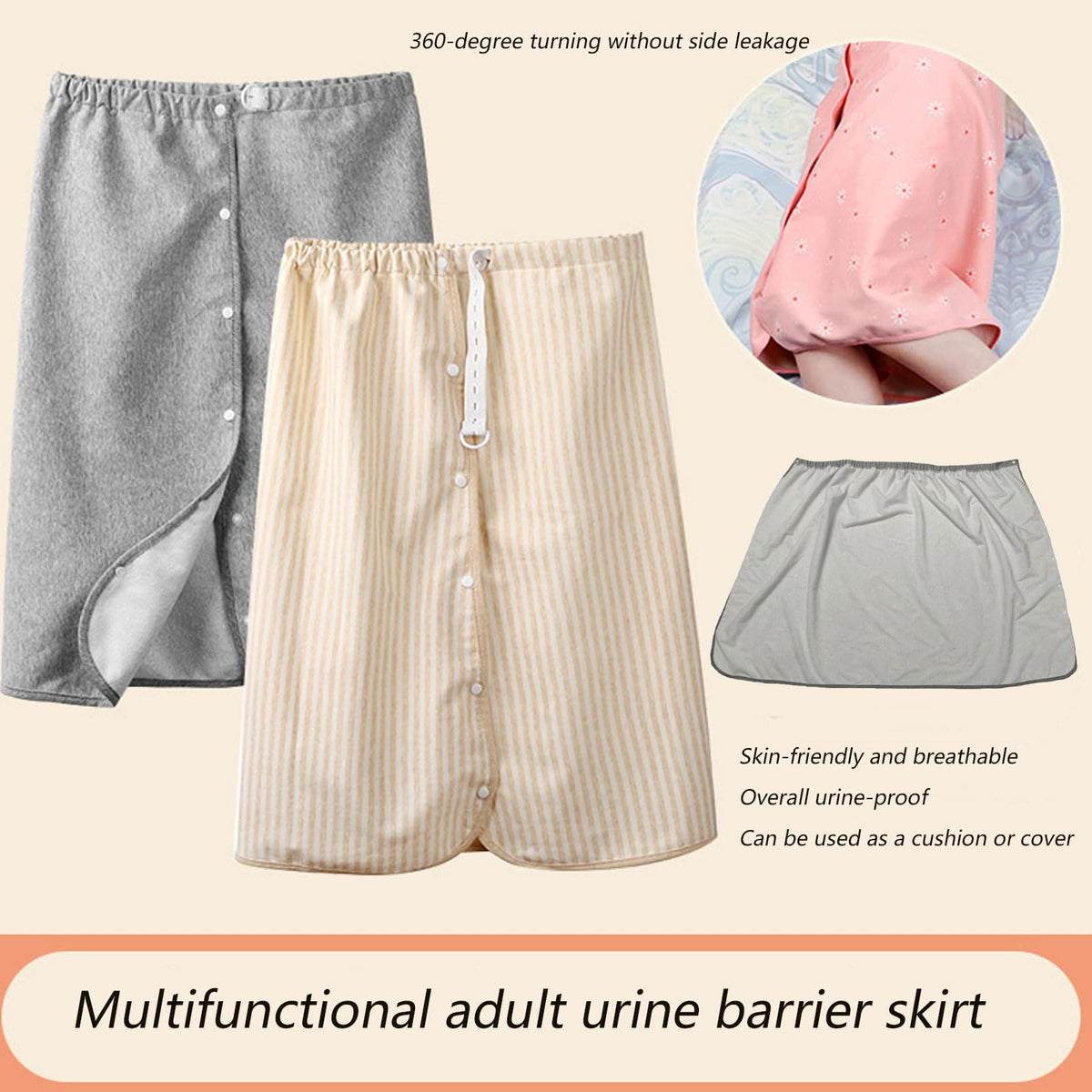 Full Open Waterproof Adjustable Reusable Adult Diaper Skirt A421