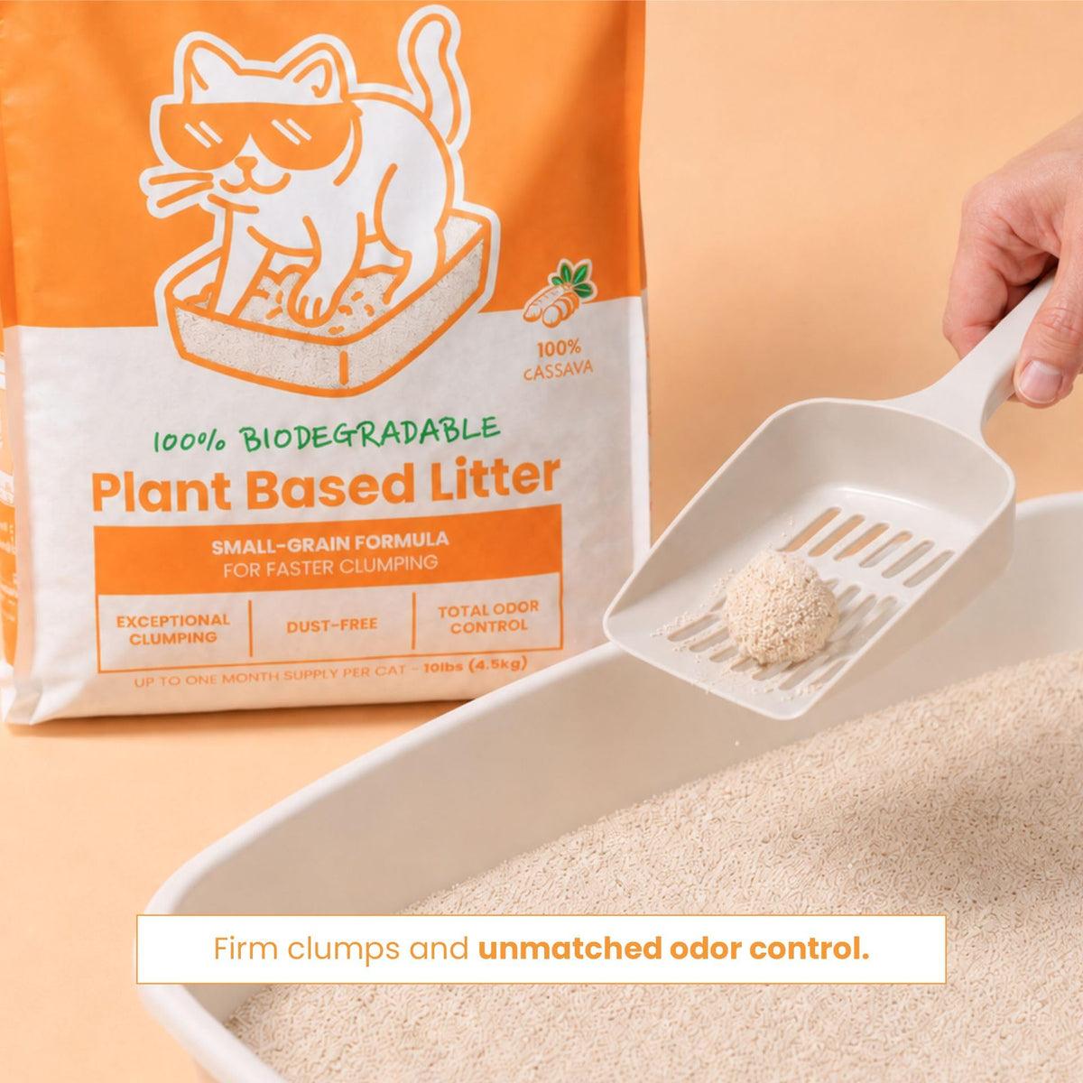Natural Cat Litter 100% Cassava Small Grains Unscented 10 lbs B147663
