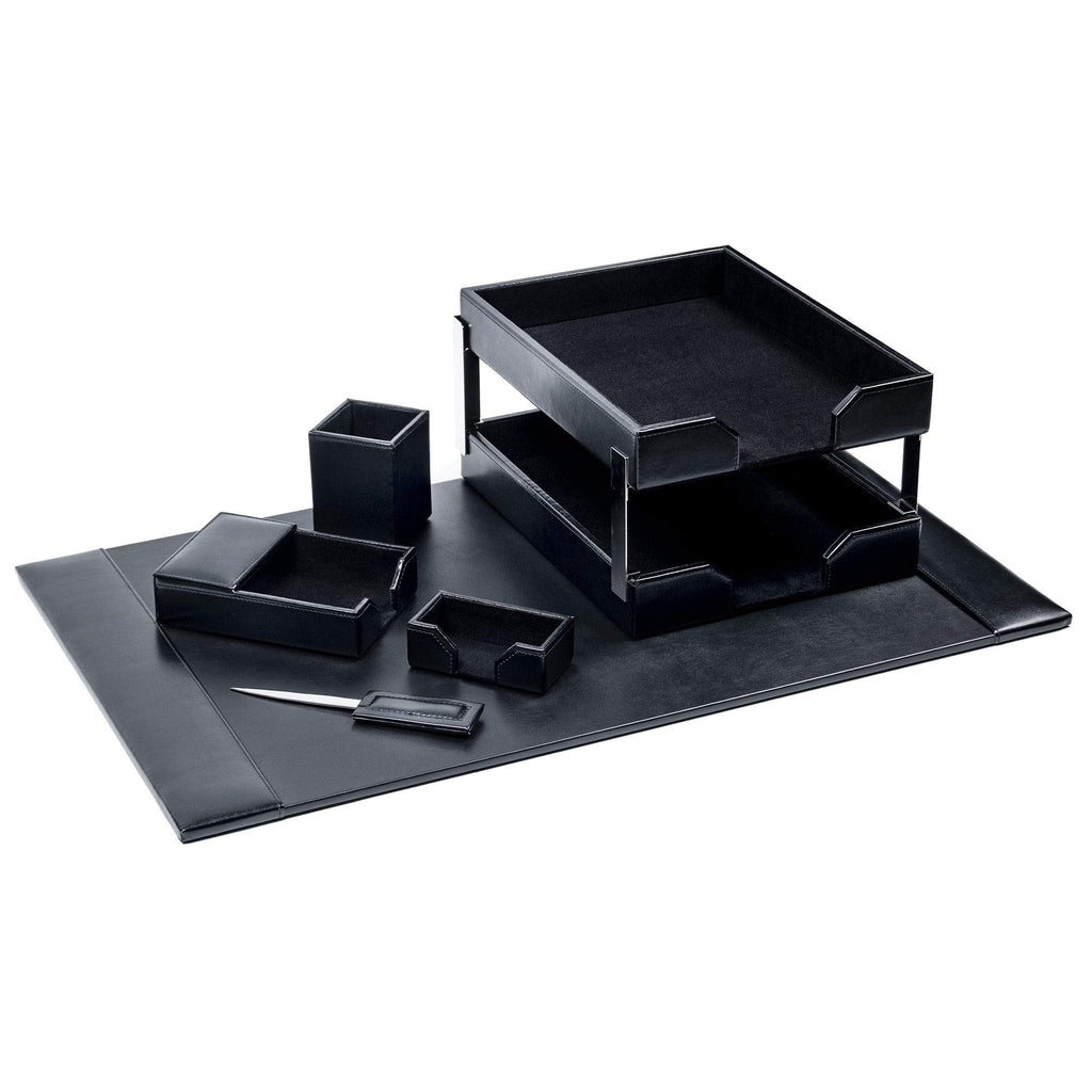 Black 8 Piece Bonded Leather Desk Set D83823
