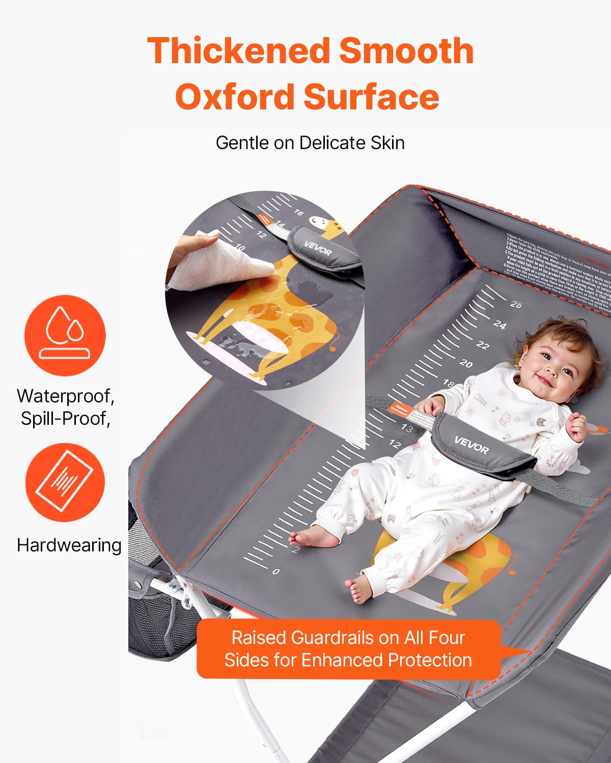 Foldable Baby Changing Table with Side Basket Q7124