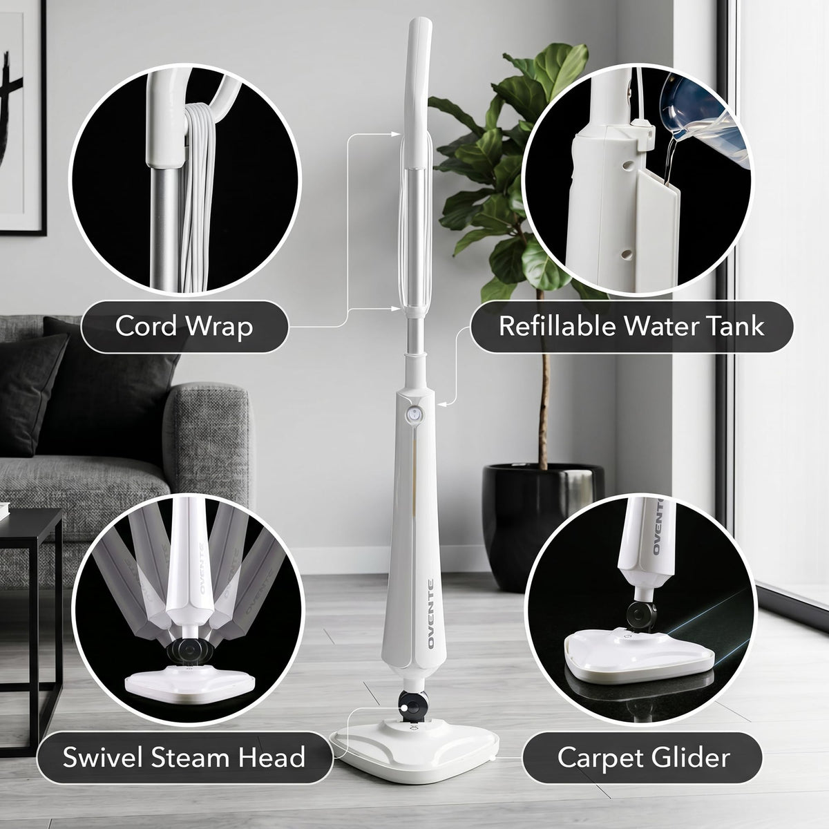 White Electric Steam Mop Cleaner F113959