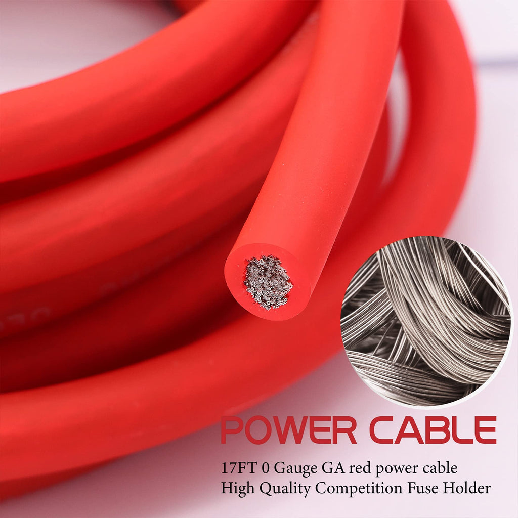 0 Gauge 3000 Watt Amp Wiring Kit with Power RCA Speaker Wire F191