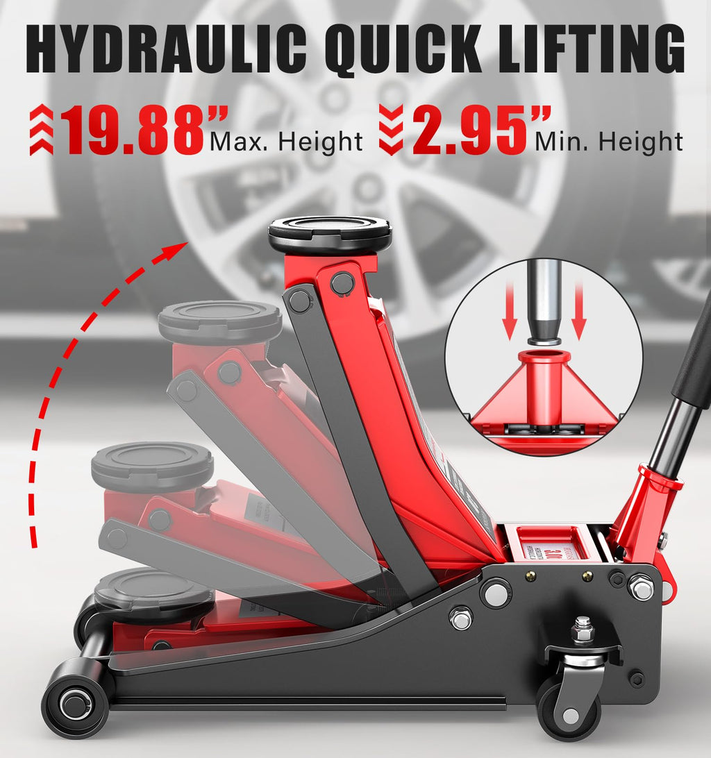 Low Profile Hydraulic Floor Jack 6600lbs Dual Piston Q2618
