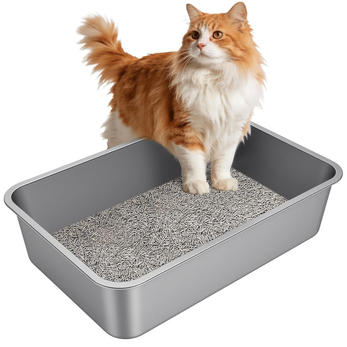 X-Large High Sided Stainless Steel Cat Litter Box I59967