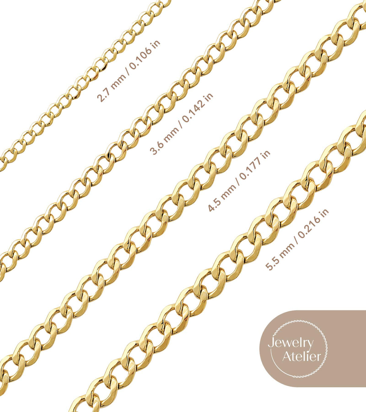 14K Yellow Gold Filled Cuban Curb Link Chain Necklace E2927