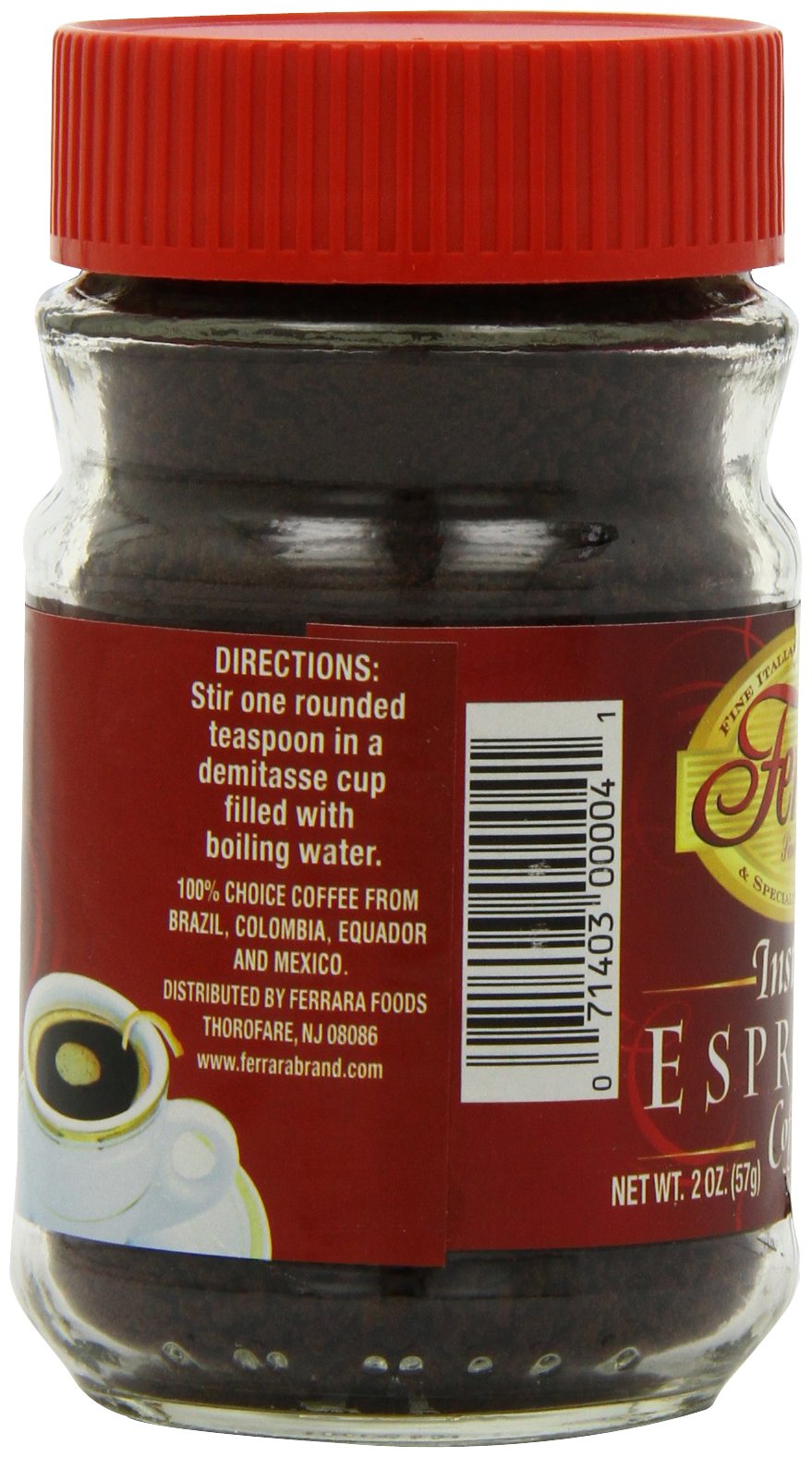 Instant Espresso Coffee 2 oz Glass Jars Pack of 6 W836