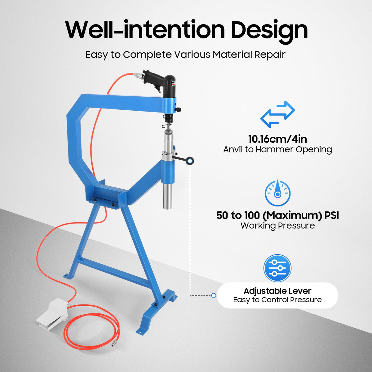 Pneumatic Planishing Hammer with Foot Pedal and Steel Stand D7295