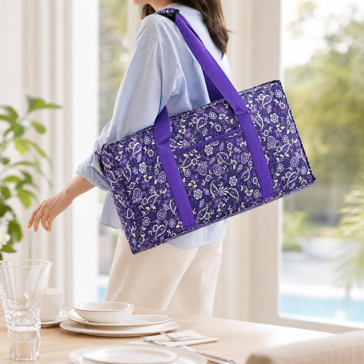 Purple 166 Tile Mahjong Set with Racks and Bag U28261