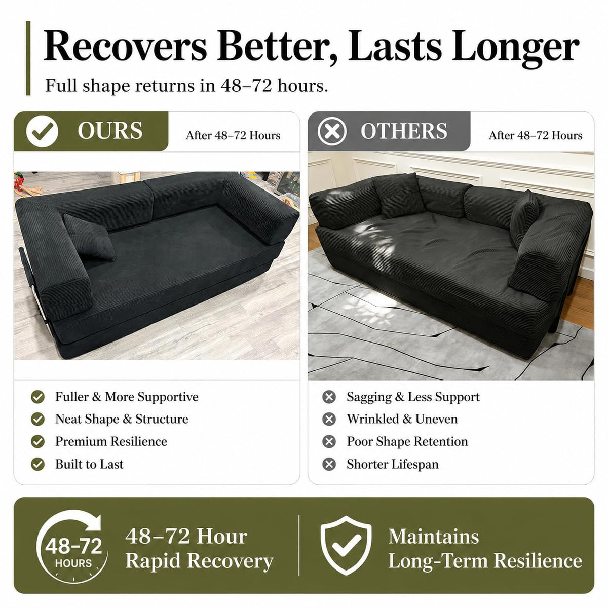Folding Convertible Corduroy Sofa Bed King Size V541