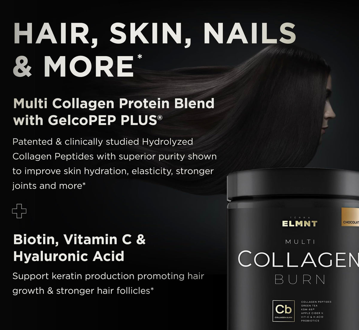 Chocolate Collagen Powder with Probiotics, Hyaluronic Acid & Biotin N7690
