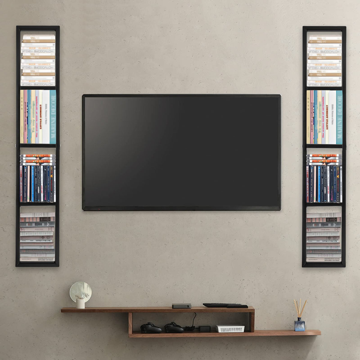 34 Inch Black Metal Media Storage Rack T120