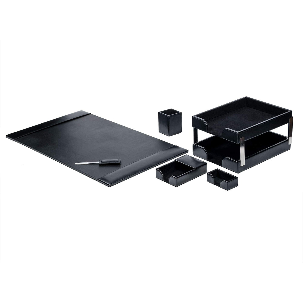 Black 8 Piece Bonded Leather Desk Set D83823