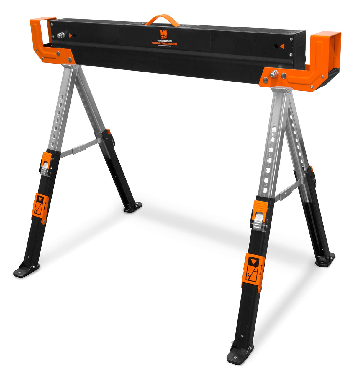 Steel Saw Horse Set, 1300-Pound Capacity, Height Adjustable, Two Pack S411635