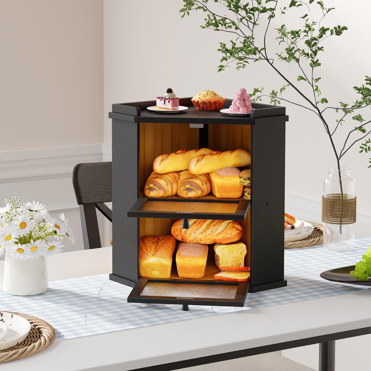 2-Tier Bamboo Bread Box R901