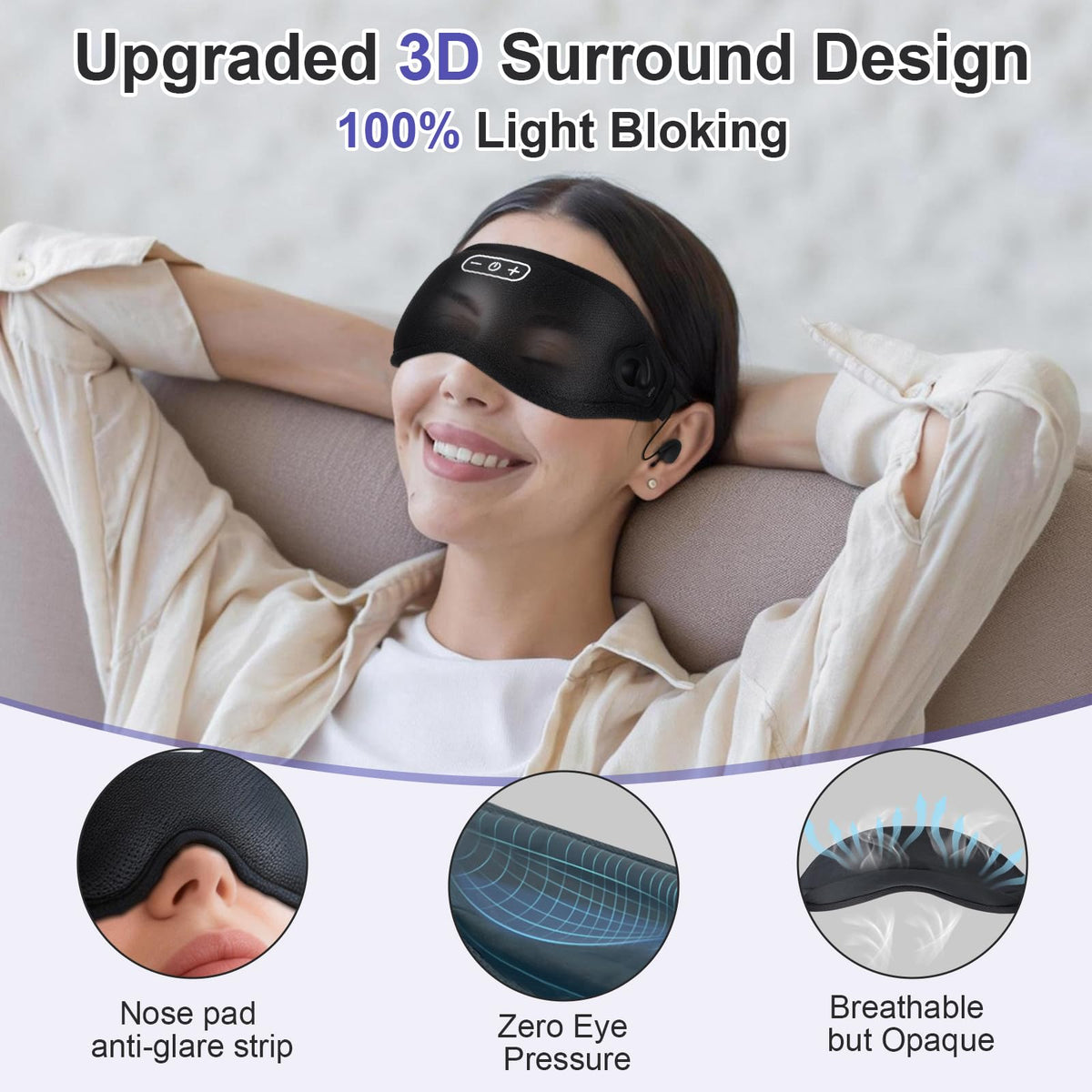 Wireless Bluetooth Sleep Headphones and Blackout Sleep Mask J38565