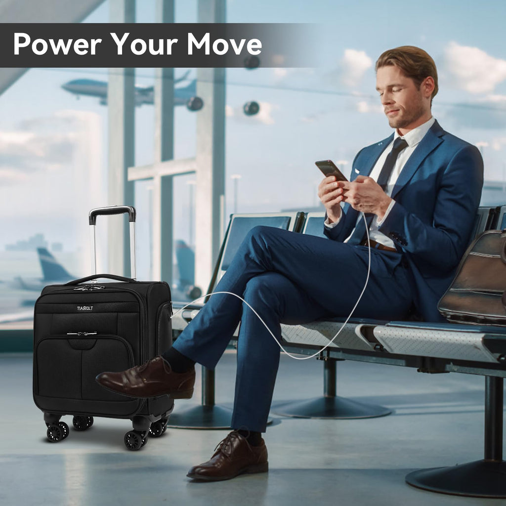 16 Inch Underseat Carry on Luggage with Wheels Black U34455