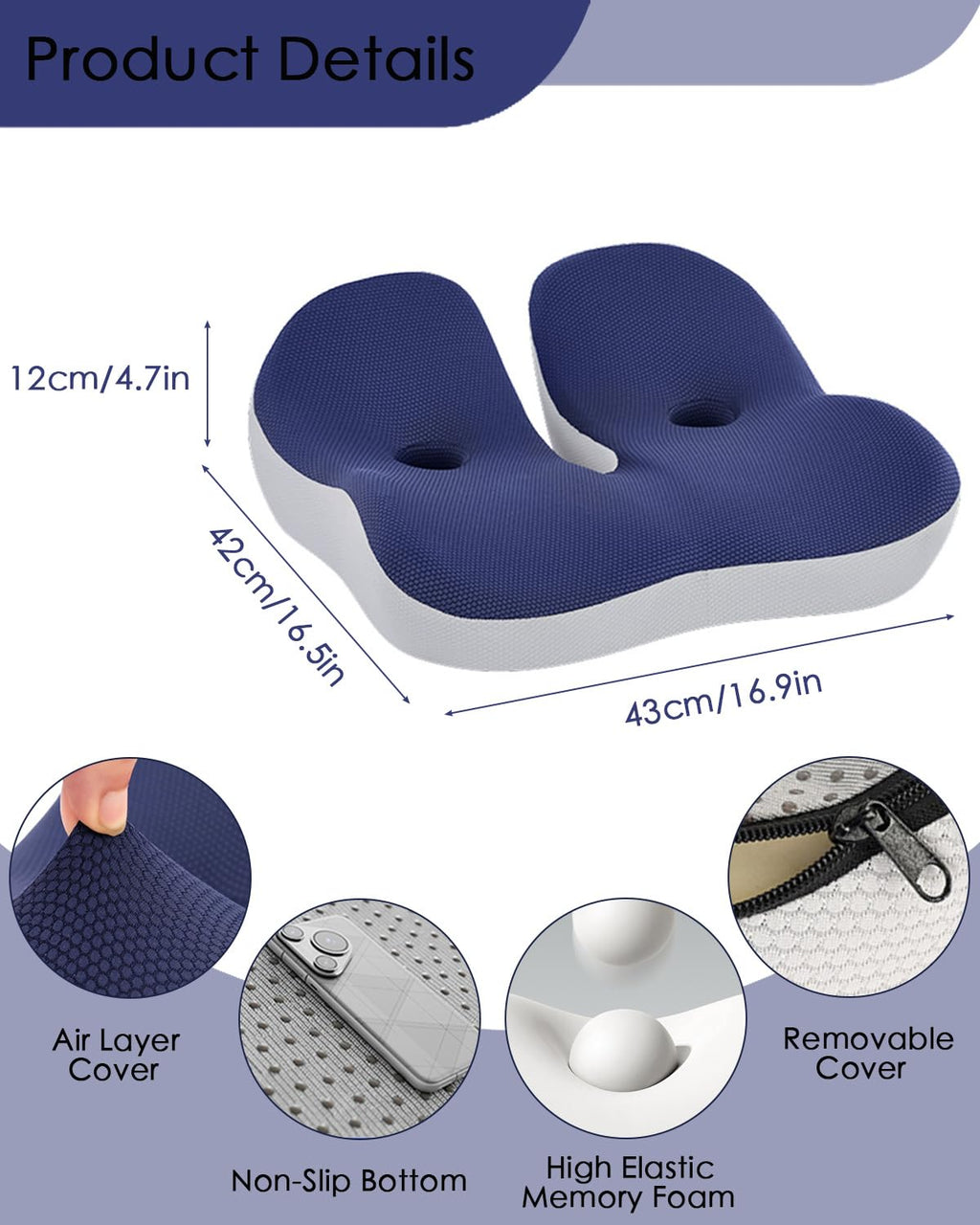 4.7″ Thick Memory Foam Car Seat Cushion G21342