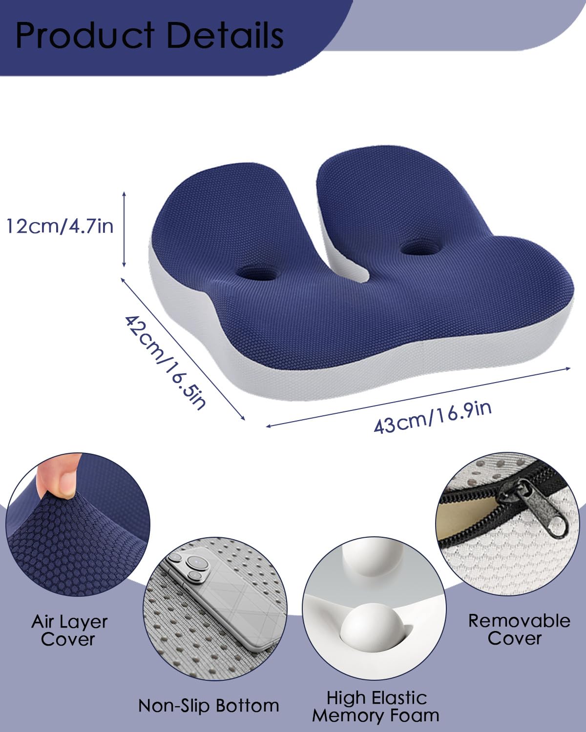 4.7″ Thick Memory Foam Car Seat Cushion G21342