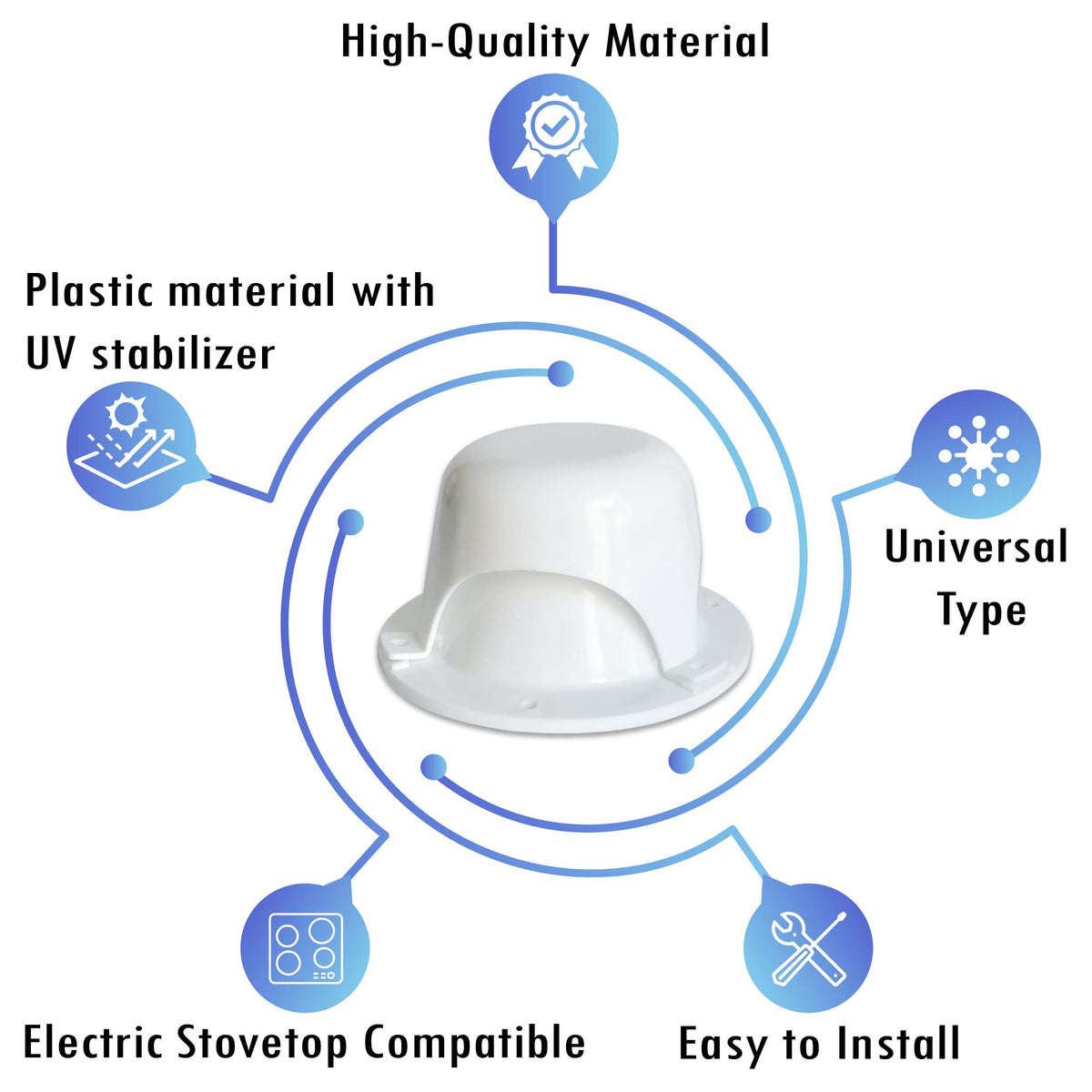 White RV Roof Vent Cover N640