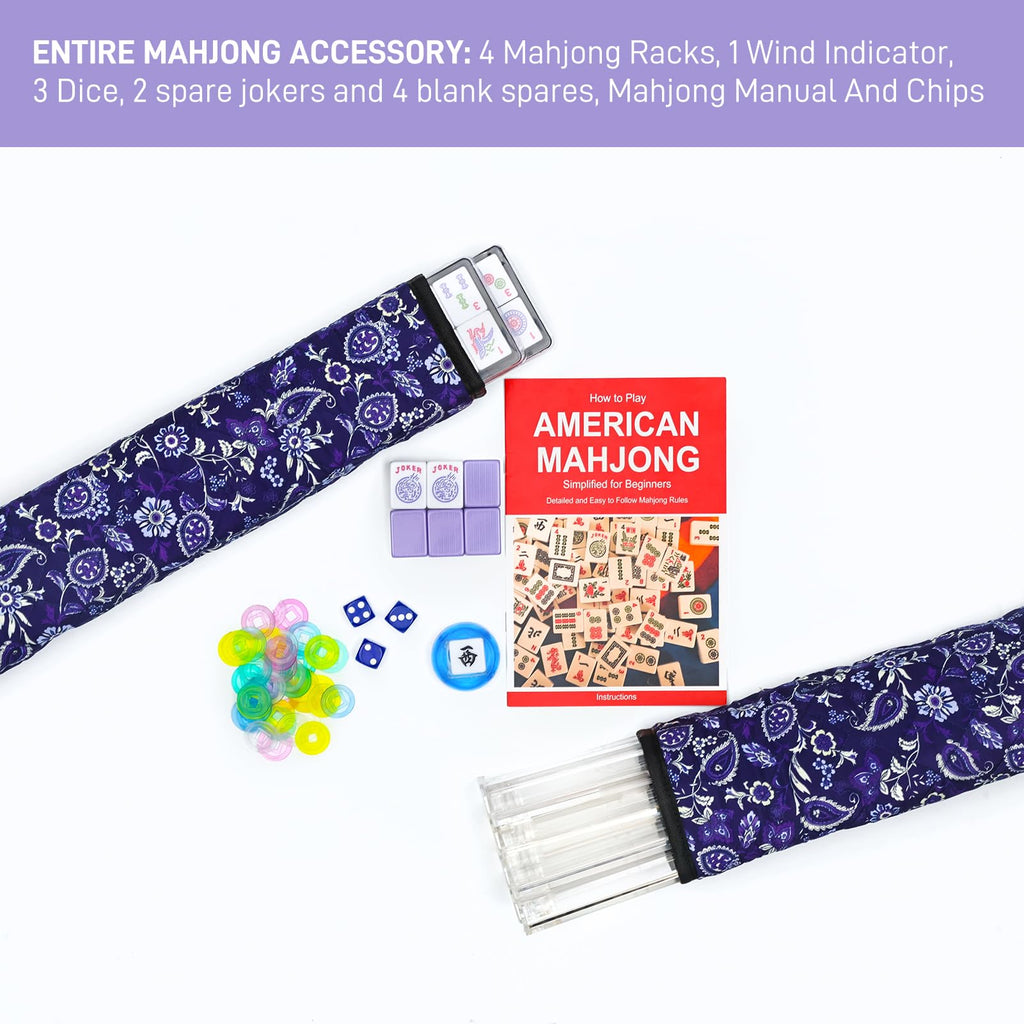 Purple 166 Tile Mahjong Set with Racks and Bag U28261