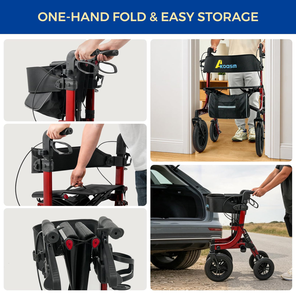 Outdoor Rollator Walkers with 12" Front Wheels P9488