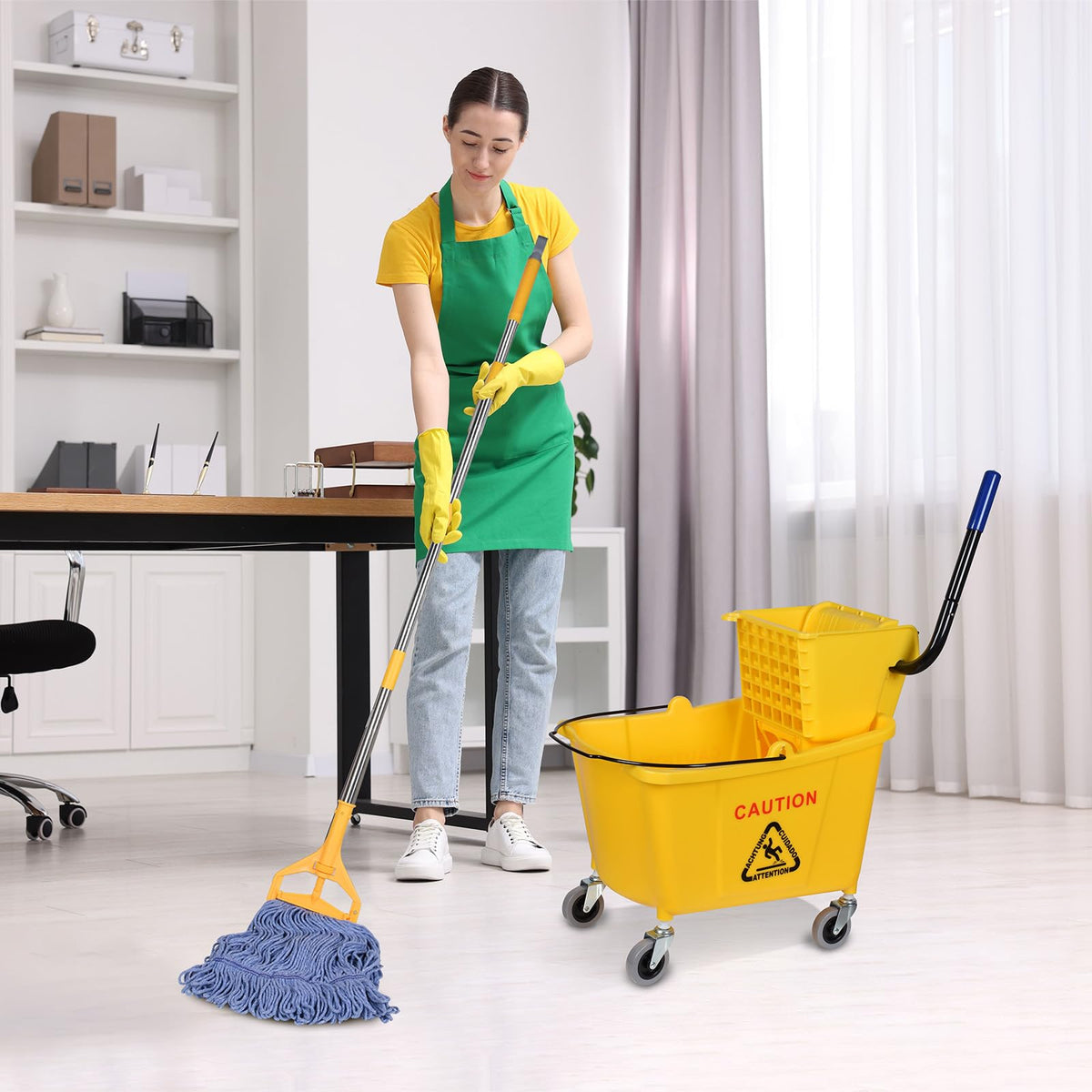 Commercial Mop Bucket on Wheels, 35-Quart V3624