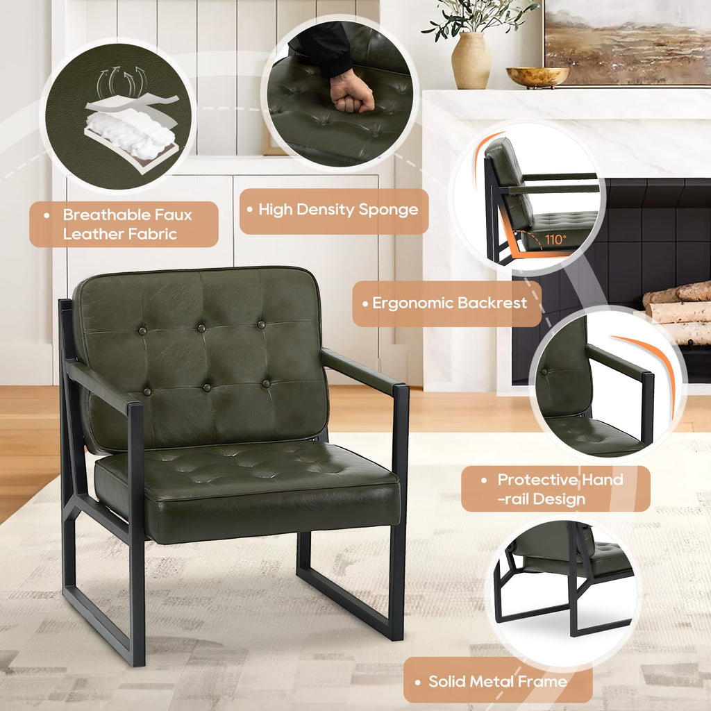 Green Leather Accent Chair Set of 2 F296844