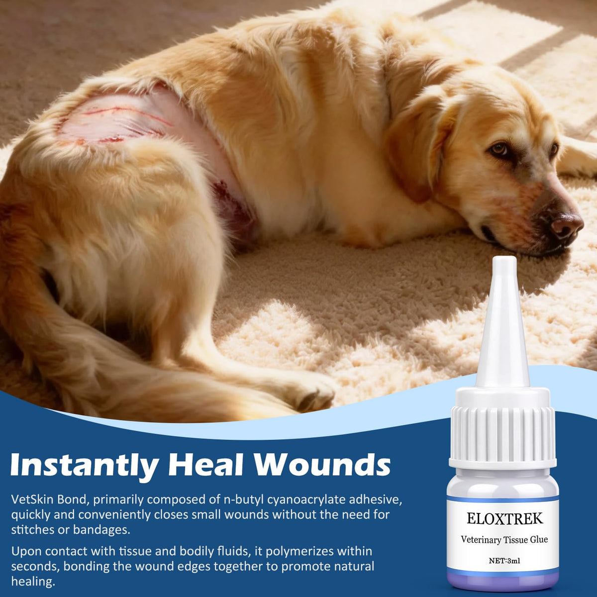 3ml Veterinary Surgical Skin Glue with 15 Applicators I369