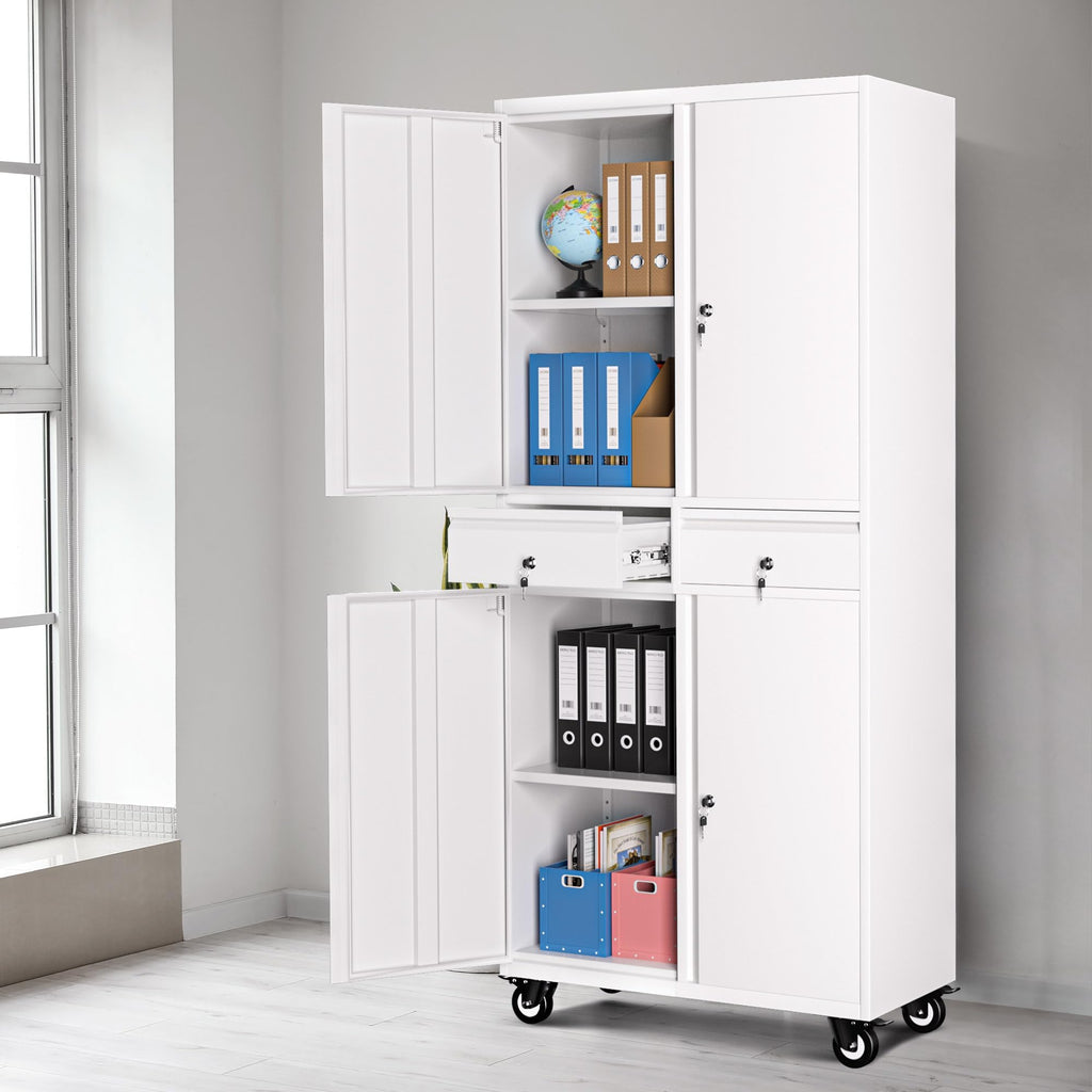 72” Rolling Metal Storage Cabinet with Locking Doors & 2 Drawers W388519