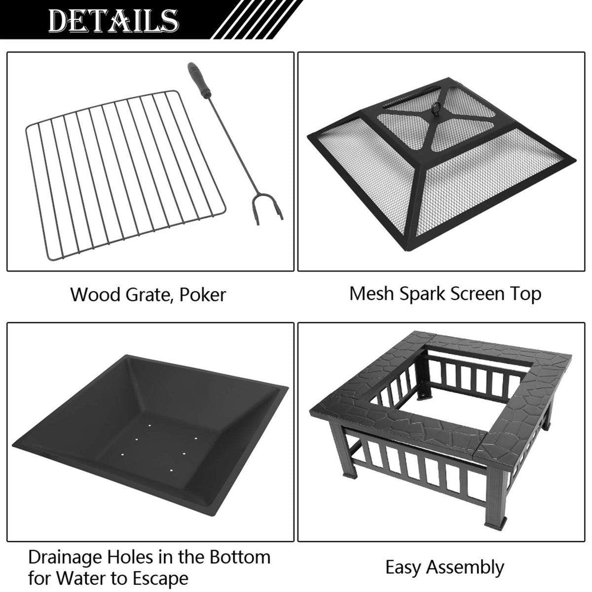 32 Inch Square Fire Pit O565