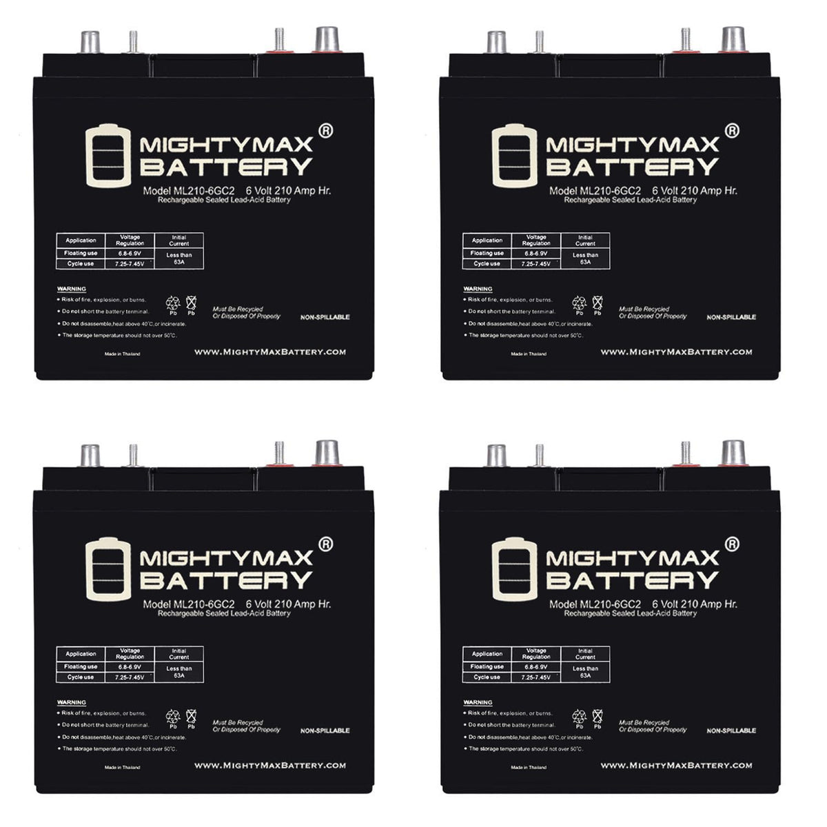6V 210AH Deep Cycle AGM Battery 4 Pack V37727