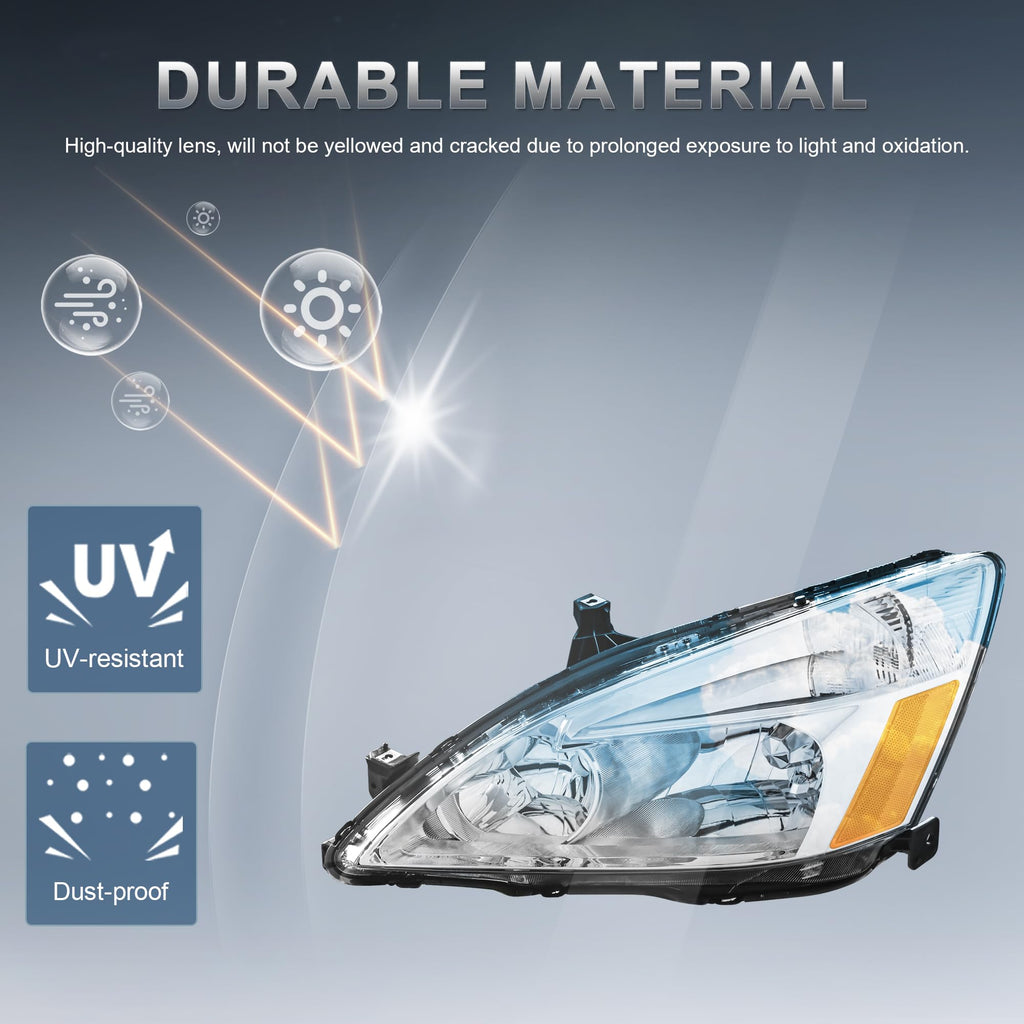 Headlights Assembly Replacement with Clear Lens Chrome Housing Amber Reflector Front Lamps Set of 2 T592661
