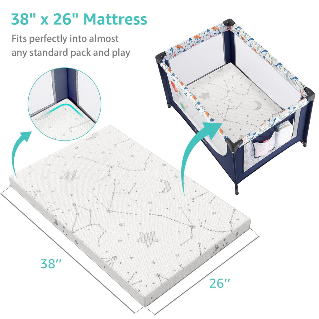 38x26 Waterproof Pack and Play Mattress Pad 2 Pack B876487