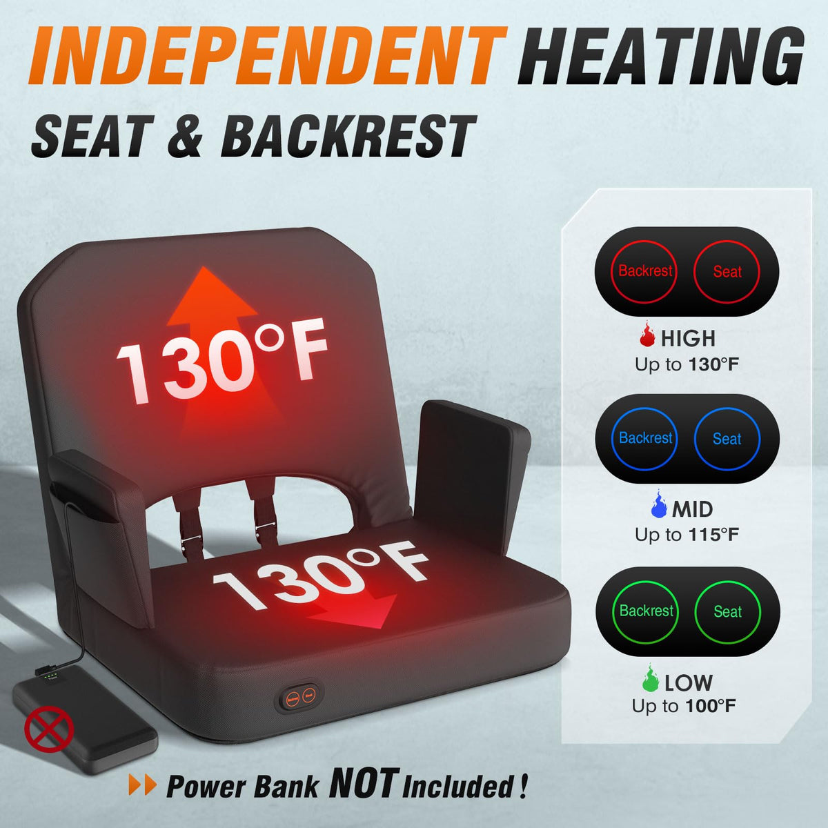 Heated Stadium Seats for Bleachers with Foldable Armrests W3395