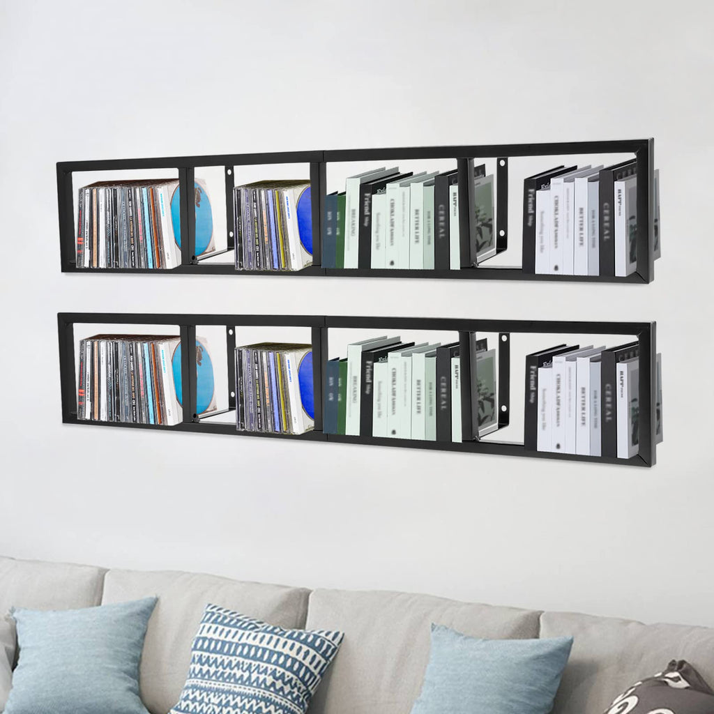 34 Inch Black Metal Media Storage Rack T120