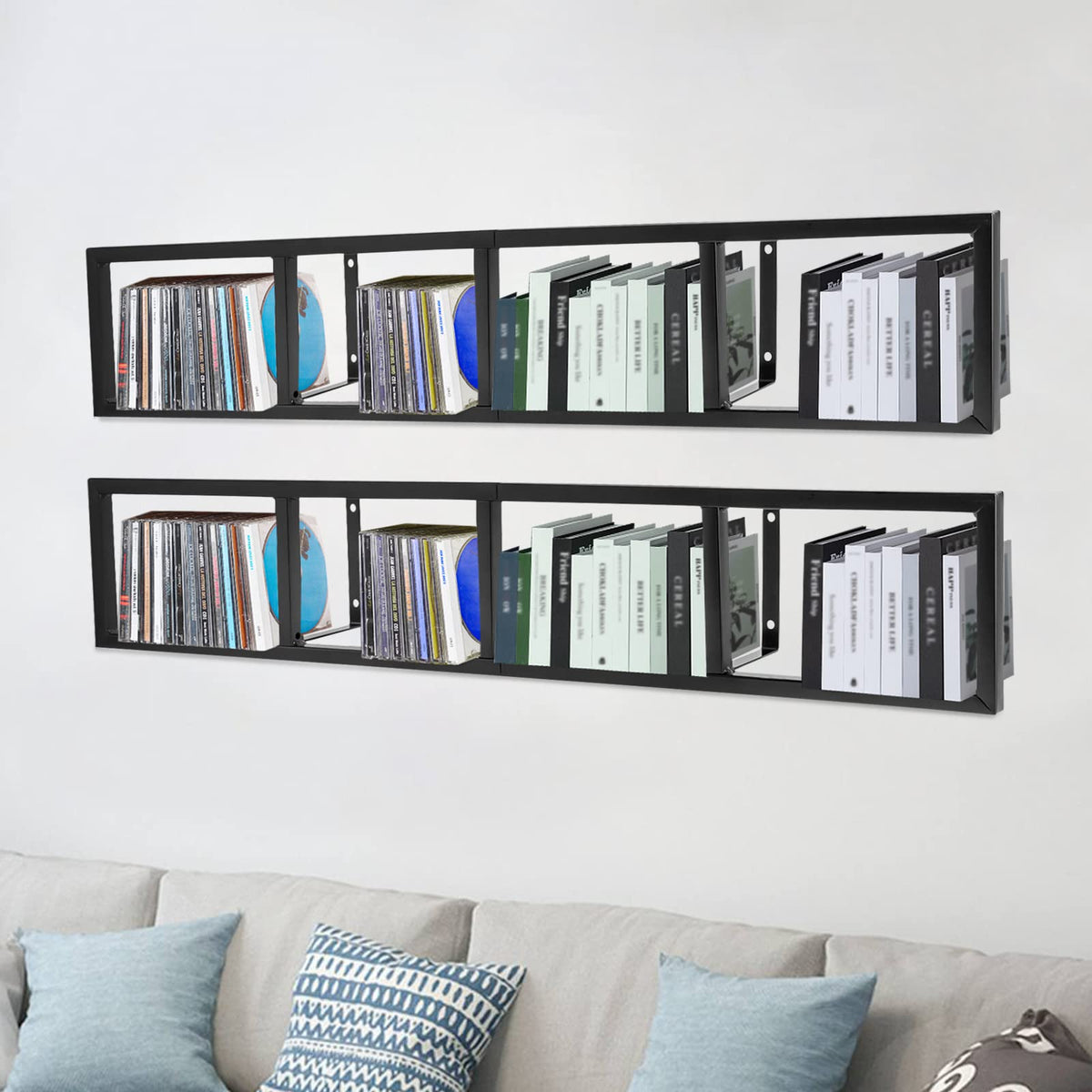 34 Inch Black Metal Media Storage Rack T120