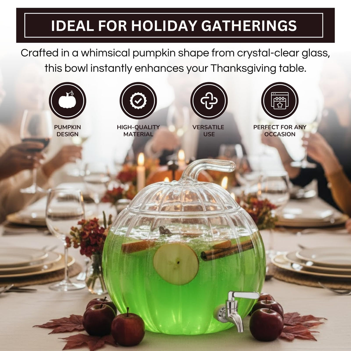 Glass Pumpkin Drink Dispenser 2 Gallon S56096