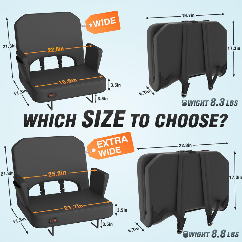 Heated Stadium Seats for Bleachers with Foldable Armrests W3395
